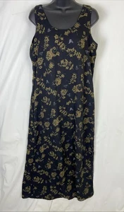 Maxi Vestido Reversible Negro Multicolor Sin Mangas Floral Chifón Talla Mediana - Imagen 1 de 9