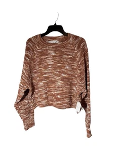 Altar’d State Womens M Brown White Marled Knit Long Sleeve Crop Boxy Sweater - Picture 1 of 9