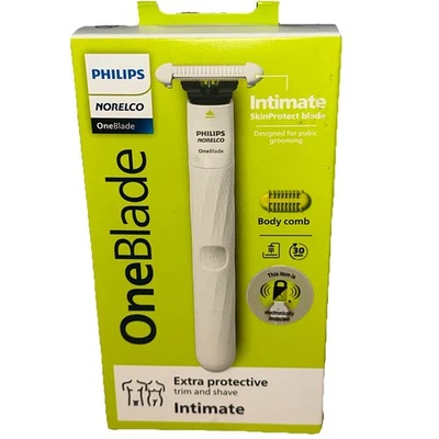 Afeitadora púbica eléctrica íntima Philips Norelco OneBlade (QP1924/70) blanca *NUEVA* Foto 1 de 4