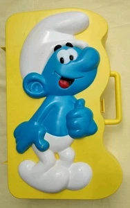 Maleta amarilla SMURF vintage 1983 estuche de transporte de almacenamiento - Imagen 1 de 6