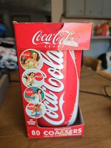 Coca-Cola Can Dispenser Includes 80 Absorbent Coasters (4 Diff Designs) NIB - Picture 1 of 7