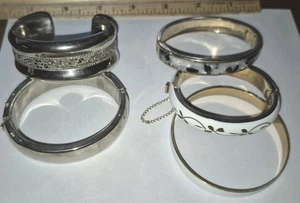 Lot of 5 Vintage Bracelets Bangle Cuff Enamel gold silver plate Costume Jewelry - Picture 1 of 11