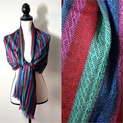 Bufanda Amtal Multicolor a Rayas - 22x72 - Mantón Ligero Tejido - NUEVO Foto 1 de 4