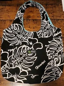 Nani Island Reversable Tote Bag Hawaii Black/Teal - Picture 1 of 5