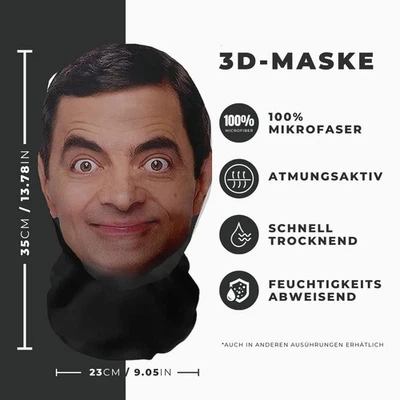 Realistische  3D-Druck Vollgesichtsmaske – Atmungsaktiv, Witz - Bild 1 von 3