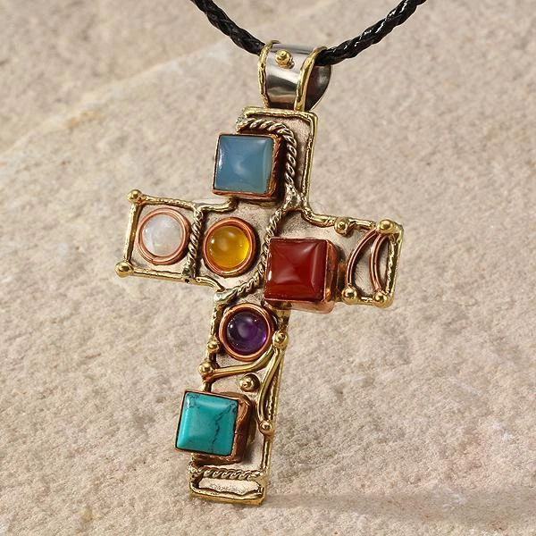 Nuevo Colgante Cruz Piedra Múltiple Tara Mesa Foto 1 de 1