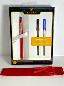 LÁPIZ Y BOLSA DE TINTA CROSS METALLIC ROJO CLIC BP #AT0622 ¡con 2 recargas adicionales! #AT0622F - Imagen 1 de 6