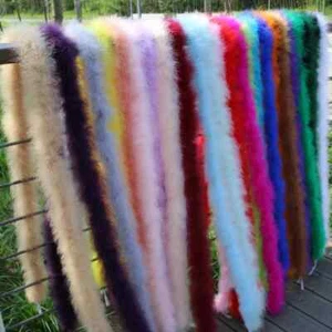 2 meters Thicken Fluffy Turkey Feather Boa Soft Full Plume Trim Stripe for DIY - Picture 1 of 41