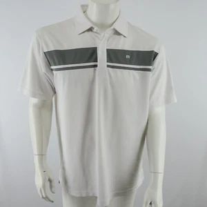 Travis Mathew Golf Polo Shirt Mens Large White Gray - Picture 1 of 7