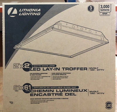 Lithonia Lighting 2 ft. x 2 ft. White LED Lay-in Troffer with Smooth White Lens - Image 1 of 2