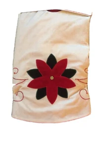 NEW Round 48" Christmas Tree Skirt Soft White Poinsettia w/ Red Accents Holiday - Picture 1 of 5