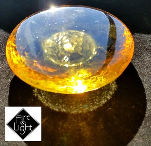 Fire & Light Citrus Yellow Candle Stand, Paper Weight 4.5" dia. Recycled Glass - Picture 1 of 11