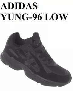 ADIDAS YUNG-96 CHASM LOW ATHLETIC TRAINERS SPORTS MEN SHOES BLACK SIZE 9 NEW - Picture 1 of 12