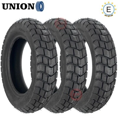 KIT 3 GOMME 100/90-10 61L 8PR PNEUMATICO TASSELLATO RINFORZATO APE 50 UNION - Imagen 1 de 4