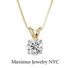 Round Brilliant Natural Diamond Pendant  14K Yellow Gold 0.65TCW 