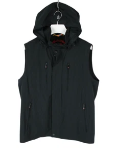 WELLENSTEYN Vest Men's LARGE Lined Black Hooded Full Zip Lightweight Windproof - Picture 1 of 9