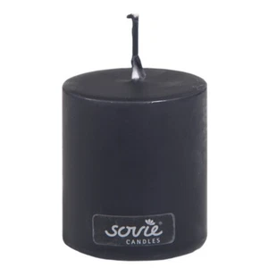 1 vela de tocón SOVIE en negro 5x6 cm - vela decorativa vela cabeza plana luz de viento - Imagen 1 de 3