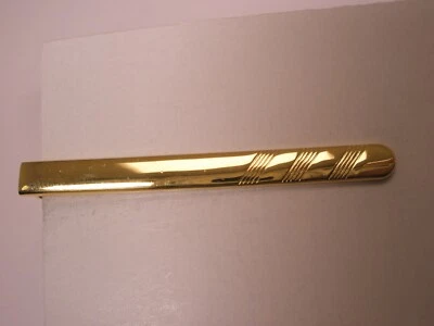 Clip de barra de corbata vintage tono dorado diseño simple delgado de 2-3/16" liso Foto 1 de 4