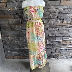 The Limited Strapless Maxi Dress Flounce Colorful Beach Tiered Size Medium - Picture 1 of 5
