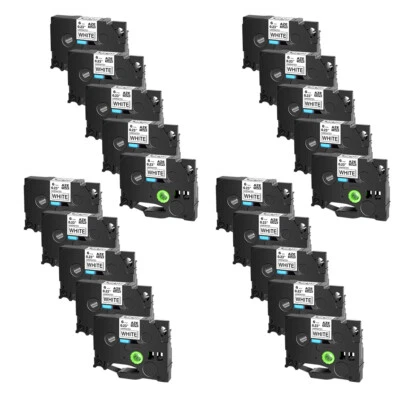 GREENCYCLE 20PK Compatible with Brother P-Touch TZ211 Tze211 Black on White Label Tape 6mm