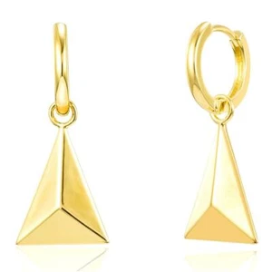 Damen Ohrringe Gold vergoldet 18K 750 Gold Pyramide Trend Wasserfest O6023DL - Picture 1 of 3