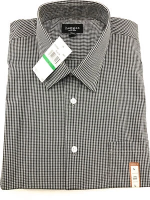 Camisa de vestir para hombre Haggar manga larga negra a rayas nueva talla grande Foto 1 de 4