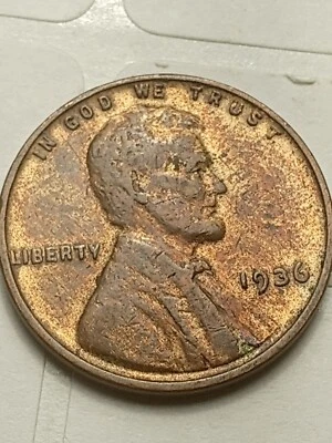 1936 P Wood Alloy Mix Obv&REV,Mint Error Lincoln Wheat Cent Penny Coin,Free Ship - Image 1 of 4