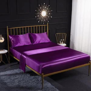 Satin Silk Bed Sheet Set Luxury Super Soft Deep Pocket Bed Sheets 3/4 Piece - Picture 1 of 21