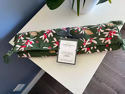 Threshold Reversible Holiday Christmas Table Runner Holly Berry & Green 14 x 72 - Image 1 of 3