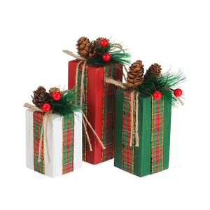 3 Pcs Christmas Table Centerpieces Christmas Table Decor Faux Present Wooden ... - Picture 1 of 7