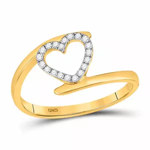 10kt Yellow Gold Womens Round Diamond Heart Ring 1/8 Cttw - Picture 1 of 1