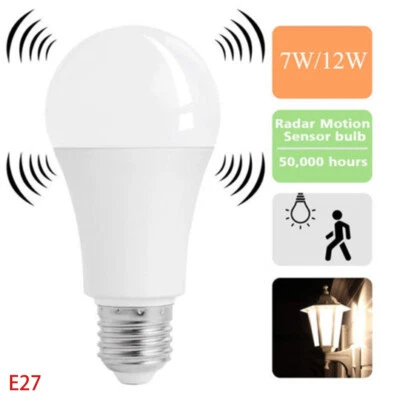 E27 Radar Sensor Ambient PIR Motion Activated LED Bulb Light Lamp 5w 7w 9w 12w - Image 1 of 4