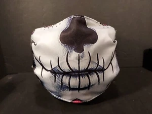 Fabric Half-Face Mask Skeleton Adjustable Elastic Straps Filter Pocket Halloween - Picture 1 of 2