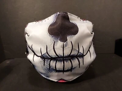 Fabric Half-Face Mask Skeleton Adjustable Elastic Straps Filter Pocket Halloween - Image 1 of 2