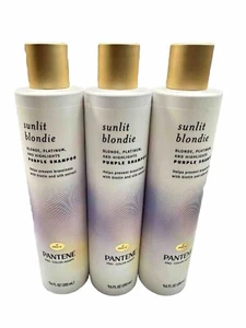 Pantene Sunlit Blondie Purple Shampoo w/ Biotin & Silk Extract 9.6 Fl Oz ~ 3 Pcs - Picture 1 of 1