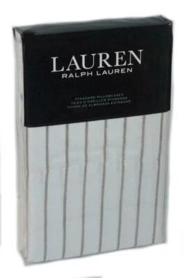 RALPH LAUREN Spencer Grey Stripe STANDARD PILLOWCASES NEW 1ST QUALITY GRAY - Image 1 of 3