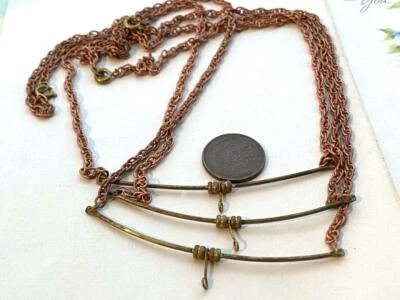 Vintage 16Inch Copper Tone Metal Chain Necklaces w Bar & Loop 3 - Image 1 of 3