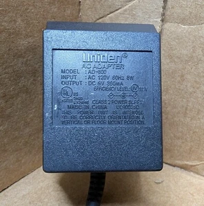 UNIDEN AD-800 AC ADAPTER AC/DC ADAPTER 120VAC 60Hz 8W to 9VDC 350mA - Picture 1 of 8