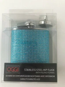 OGGI Glitter Glitz 6 oz HIP FLASK NEW NIP Travel Liquor Clubbing Sparkly Accent - Picture 1 of 4