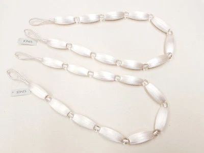 JONES INTERIORS 2 Off White Curtain Bead Rope Tie Backs Pimlico HB660/CF Pair FabricTiebacks