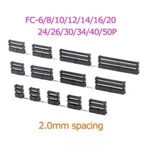 IDC Socket Plug Ribbon Cable Connector-6,8,10,12,14,16,20,26,34,40 Way-2mm Pitch - Picture 1 of 18