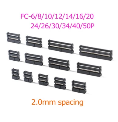 IDC Socket Plug Ribbon Cable Connector-6,8,10,12,14,16,20,26,34,40 Way-2mm Pitch - Image 1 of 4