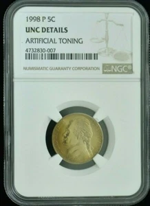 1998 P - JEFFERSON NICKEL - NGC UNCIRCULATED - TONING - Picture 1 of 4