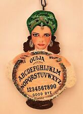 Fortune Teller w Ouija in Crystal Ball * Glitter Halloween Ornament * Vtg Img