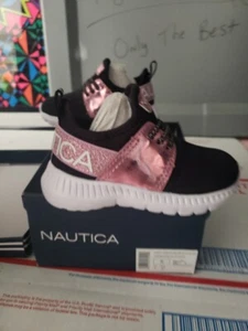 Nautica Kappil Sneakers Slip-On Shoes Metallic Black/ pink TODDLER size 5  #162f - Picture 1 of 12