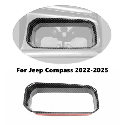 Cubierta de anillo portavasos de agua central de fibra de carbono para Jeep Compass 2022-2025 Foto 1 de 4