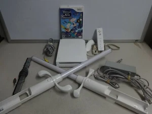 TESTED Original White Wii Console System 2 Controller Cables 2 Swords 1 Game 127 - Picture 1 of 9