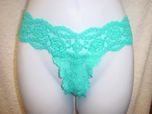 Victoria's Secret Vintage Bajo Talla Brasileña Mediana Azul Agua/Verde Nuevo Sin Etiquetas - Imagen 1 de 4
