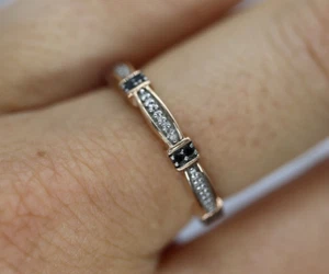 1.24ct Lab Created Black Diamond Women's Wedding Eternity Band Ring 925 Silver - Picture 1 of 3