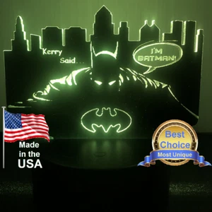 Batman Dark Knight Begins Gotham silhouette night light w/wo LED base shirt art - Picture 1 of 18